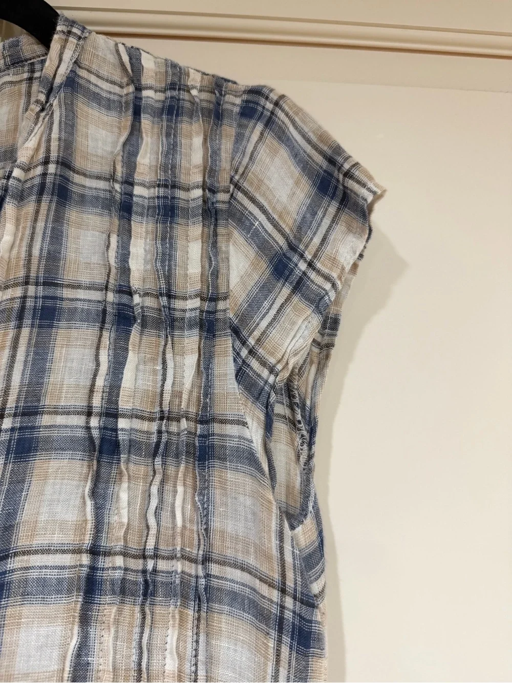 Free People CP Shades plaid river tunic linen mini dress (121)